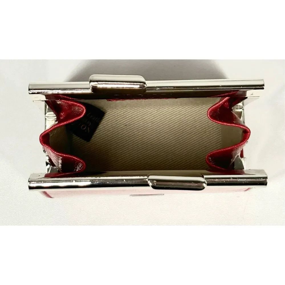 Oroton Kisslock Coin Change Purse Red Leather And Silver Mirror New Vintage — image 7 of 8